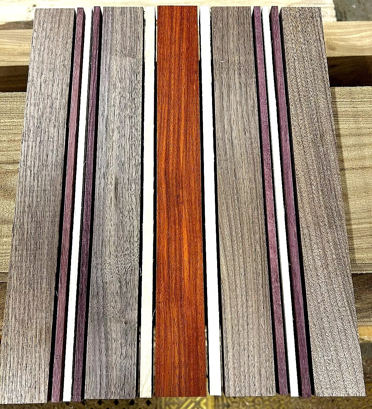 Walnut, Maple, Padauk, & Purpleheart Cutting Board Kit