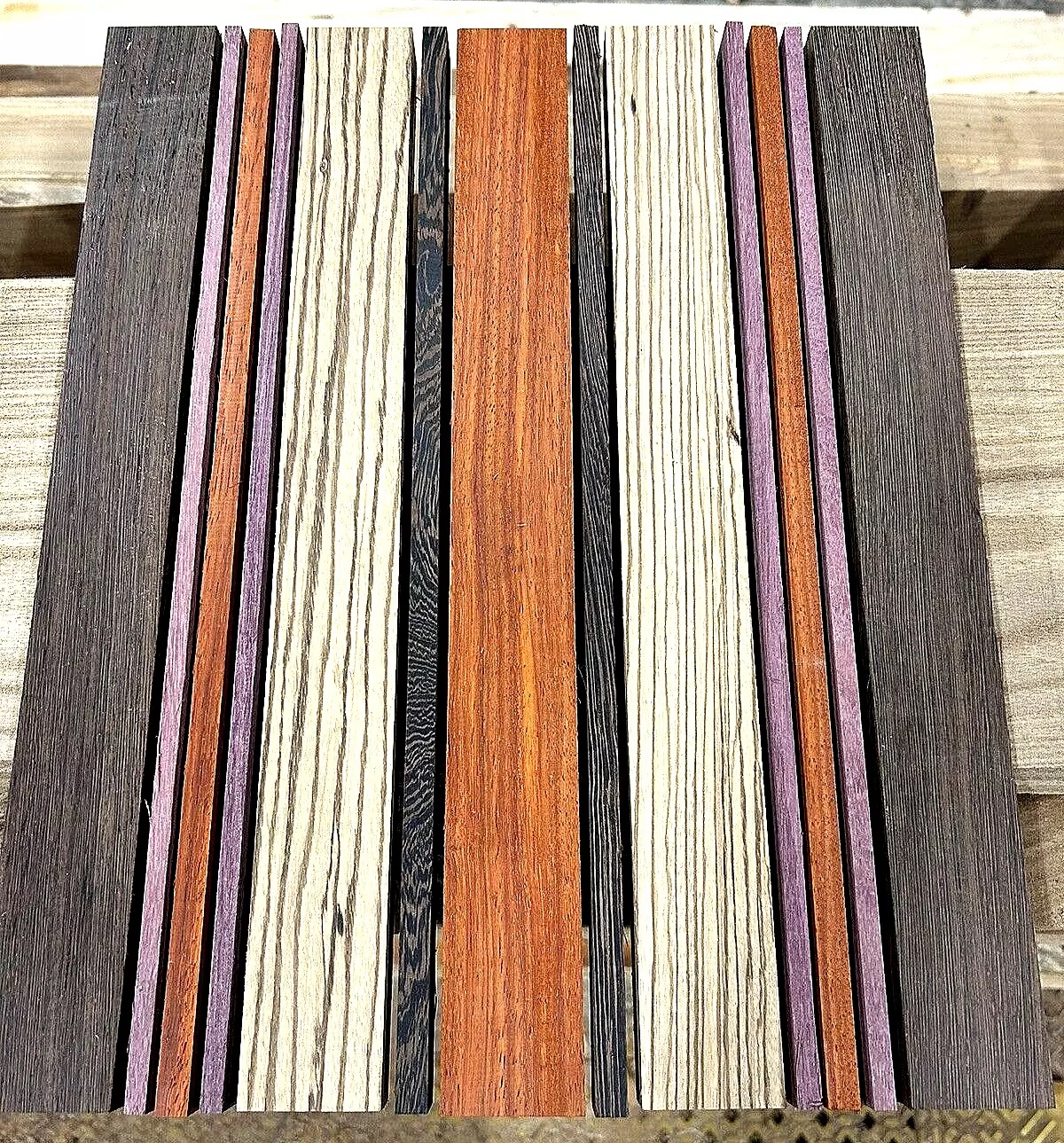 Wenge, Purpleheart, Padauk, & Zebrawood Cutting Board Kit