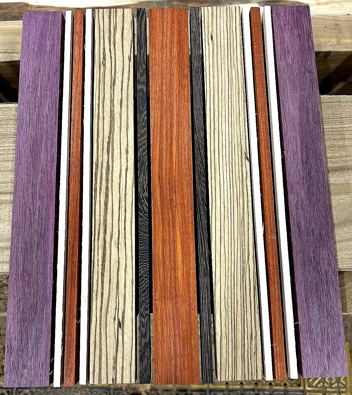 Purpleheart, Maple, Padauk, Wenge, & Zebrawood Cutting Board Kit